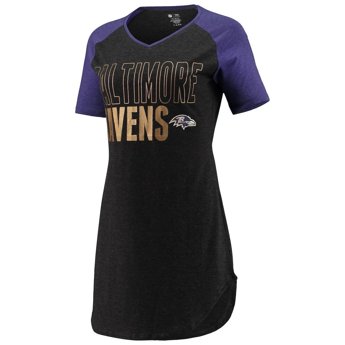 Buy π Women's Concepts Sport Black/Heathered Purple Baltimore Ravens Meter Raglan V-Neck Knit Nightshirt π₯° - Image 3