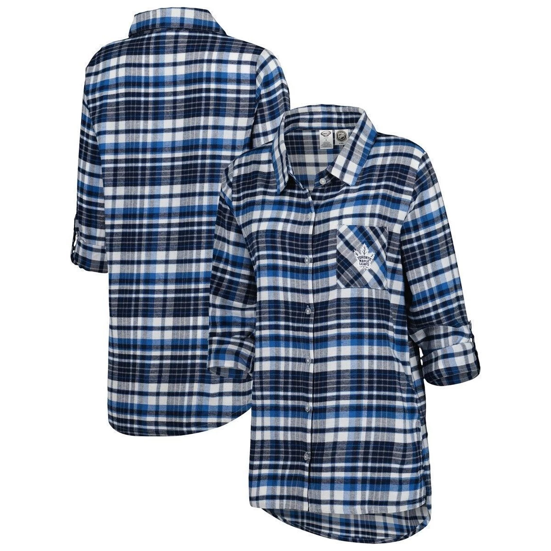 Best deal β¨ Women's Concepts Sport Blue Toronto Maple Leafs Mainstay Flannel Full-Button Long Sleeve Nightshirt π - Image 2