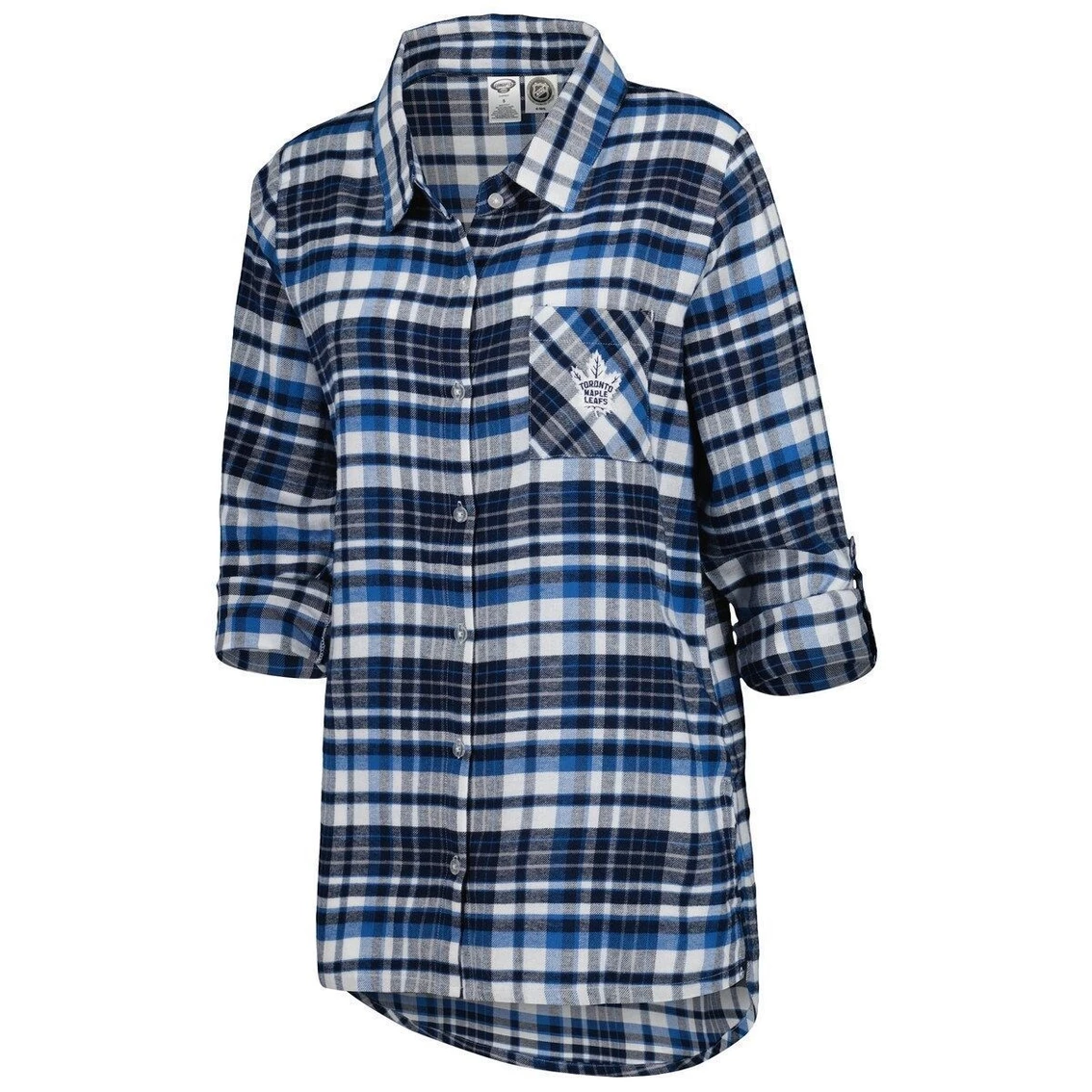 Best deal β¨ Women's Concepts Sport Blue Toronto Maple Leafs Mainstay Flannel Full-Button Long Sleeve Nightshirt π - Image 3