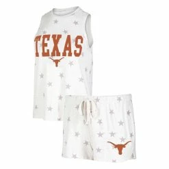 Promo 🎉 Women's Concepts Sport Cream Texas Longhorns Agenda Stars Tank Top And Shorts Sleep Set 🔥
