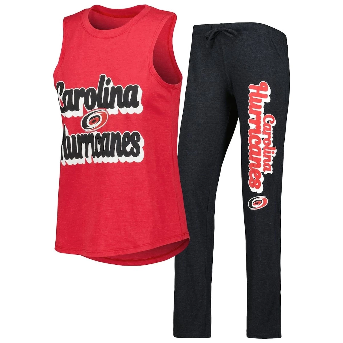 Budget π Women's Concepts Sport Heather Red/Heather Black Carolina Hurricanes Meter Muscle Tank Top & Pants Sleep Set π - Image 2