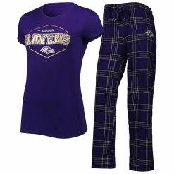 Wholesale ⌛ Women's Concepts Sport Purple/Black Baltimore Ravens Badge T-Shirt & Pants Sleep Set 🌟