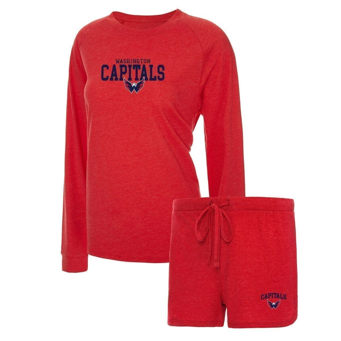 Top 10 π Women's Concepts Sport Heather Red Washington Capitals Meter Knit Raglan Long Sleeve T-Shirt & Shorts Sleep Set π