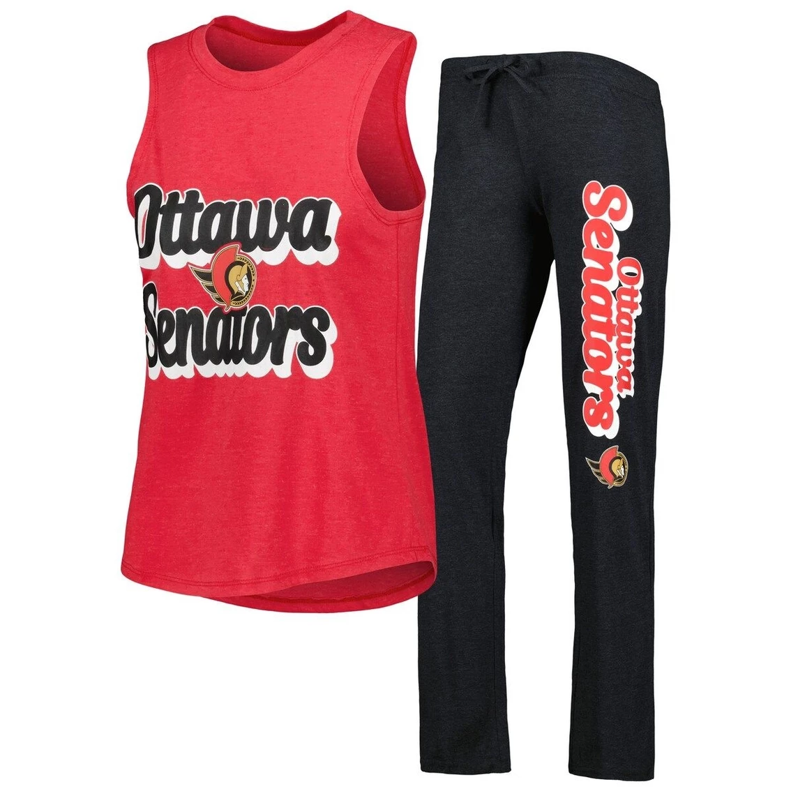 Budget π Women's Concepts Sport Heather Red/Heather Black Ottawa Senators Meter Muscle Tank Top & Pants Sleep Set π - Image 2