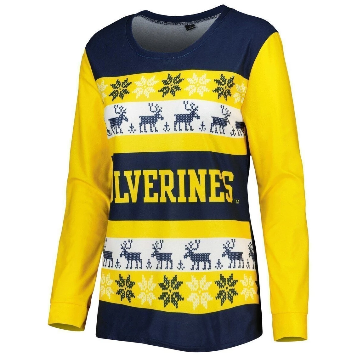 Promo π Women's FOCO Navy Michigan Wolverines Ugly Long Sleeve T-Shirt & Pajama Pants Sleep Set β€οΈ - Image 3