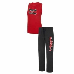 Best reviews of 🧨 Women's Concepts Sport Heather Red/Heather Black Detroit Red Wings Meter Muscle Tank Top & Pants Sleep Set 👏