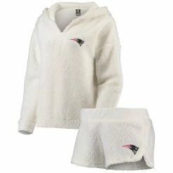 Buy β¨ Women's Concepts Sport Cream New England Patriots Fluffy Hoodie Top & Shorts Set π₯°
