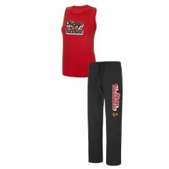 Best deal π Women's Concepts Sport Heather Red/Heather Black Chicago Blackhawks Meter Muscle Tank Top & Pants Sleep Set π₯