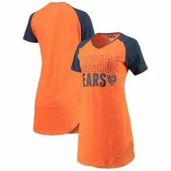 Best reviews of 🤩 Women's Concepts Sport Orange/Heathered Navy Chicago Bears Meter Raglan V-Neck Knit Nightshirt 🌟