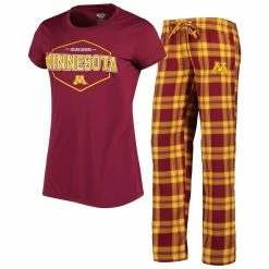 Cheap π― Women's Concepts Sport Maroon/Gold Minnesota Golden Gophers Badge T-Shirt & Flannel Pants Sleep Set π