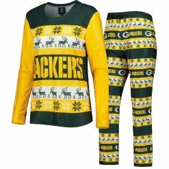 Budget β€οΈ Women's FOCO Green Green Bay Packers Holiday Ugly Pajama Set π