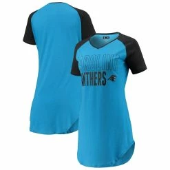 Best reviews of 🎉 Women's Concepts Sport Blue/Heathered Black Carolina Panthers Meter Raglan V-Neck Knit Nightshirt 🥰