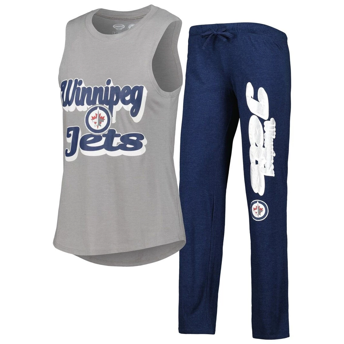 Best Pirce π Women's Concepts Sport Heather Gray/Heather Navy Winnipeg Jets Meter Muscle Tank Top & Pants Sleep Set β - Image 2