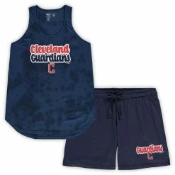 Buy ⌛ Women's Concepts Sport Navy Cleveland Guardians Plus Size Cloud Tank Top & Shorts Sleep Set 🎁