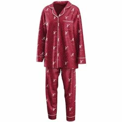 Wholesale ❤️ Women's WEAR By Erin Andrews Crimson Alabama Crimson Tide Long Sleeve Button-Up 👕 Shirt & Pants Sleep Set 🔔