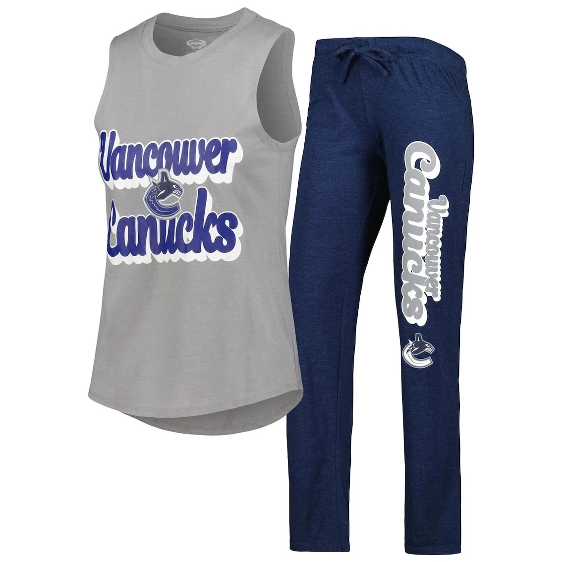 New β€οΈ Women's Concepts Sport Heather Gray/Heather Navy Vancouver Canucks Meter Muscle Tank Top & Pants Sleep Set β¨ - Image 2