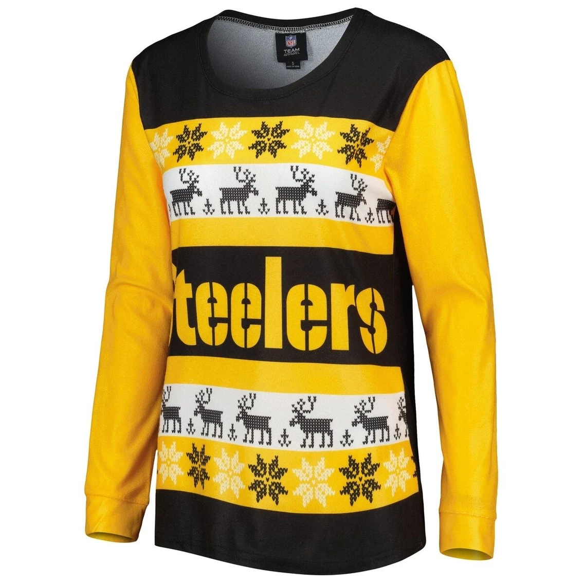 New π Women's FOCO Black Pittsburgh Steelers Holiday Ugly Pajama Set π - Image 3