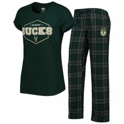 Cheap π Women's Concepts Sport Hunter Green/Black Milwaukee Bucks Badge T-Shirt & Pajama Pants Sleep Set β¨