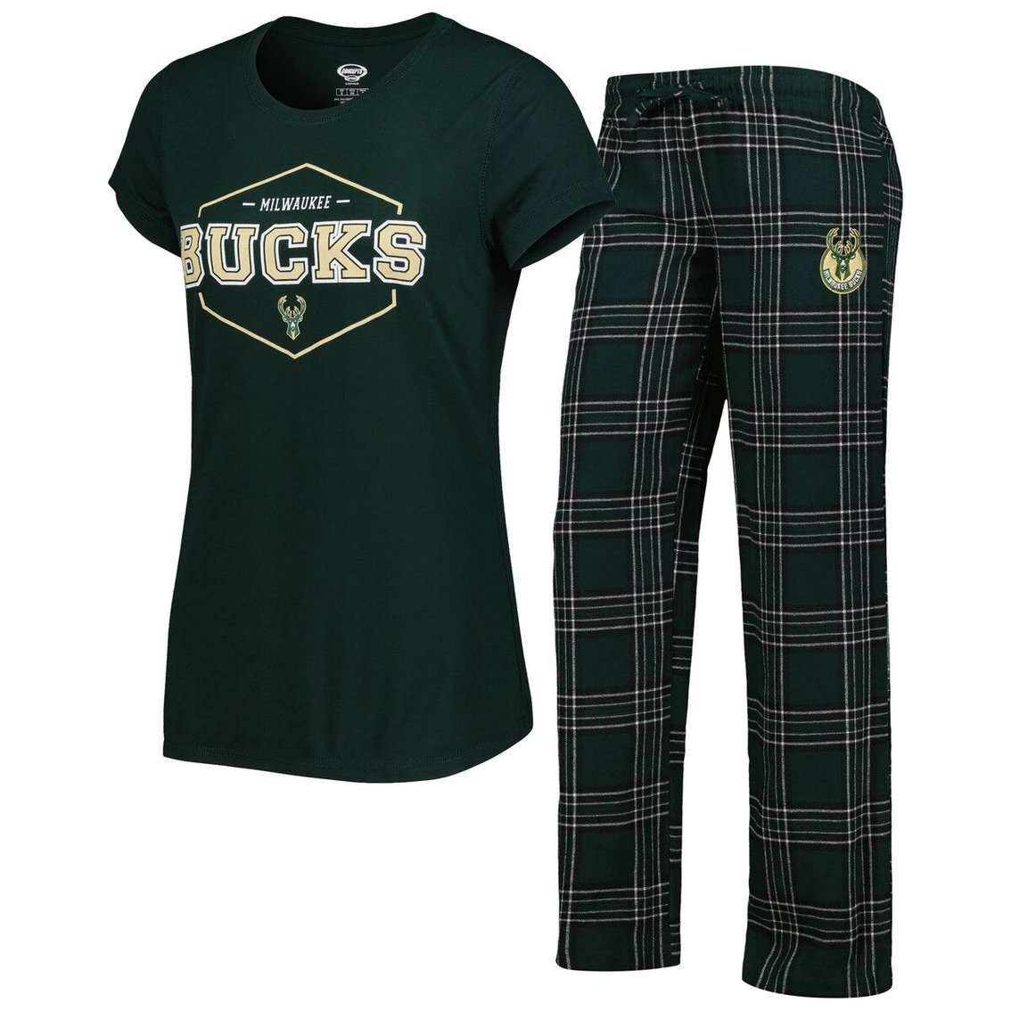 Cheap π Women's Concepts Sport Hunter Green/Black Milwaukee Bucks Badge T-Shirt & Pajama Pants Sleep Set β¨ - Image 2