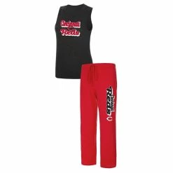 Top 10 ❤️ Women's Concepts Sport Heather Red/Heather Black Cincinnati Reds Wordmark Meter Muscle Tank Top & Pants Sleep Set ⌛