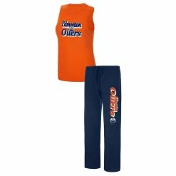 Discount π Women's Concepts Sport Heather Orange/Heather Navy Edmonton Oilers Meter Muscle Tank Top & Pants Sleep Set π