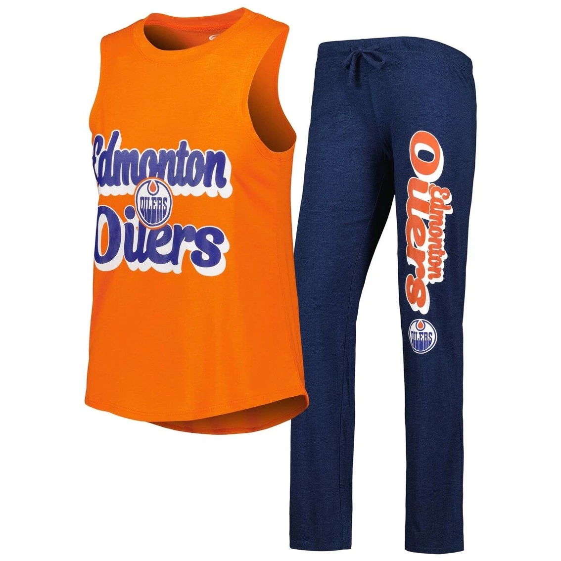 Discount π Women's Concepts Sport Heather Orange/Heather Navy Edmonton Oilers Meter Muscle Tank Top & Pants Sleep Set π - Image 2