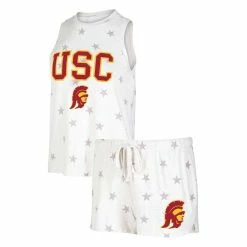 Coupon 😉 Women's Concepts Sport Cream USC Trojans Agenda Stars Tank Top And Shorts Sleep Set 😍