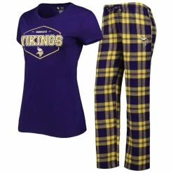Wholesale π Women's Concepts Sport Purple/Gold Minnesota Vikings Badge T-Shirt & Pants Sleep Set π