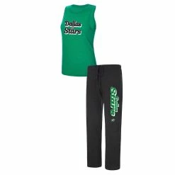 Wholesale π Women's Concepts Sport Kelly Green/Black Dallas Stars Meter Muscle Tank Top & Pants Sleep Set β€οΈ