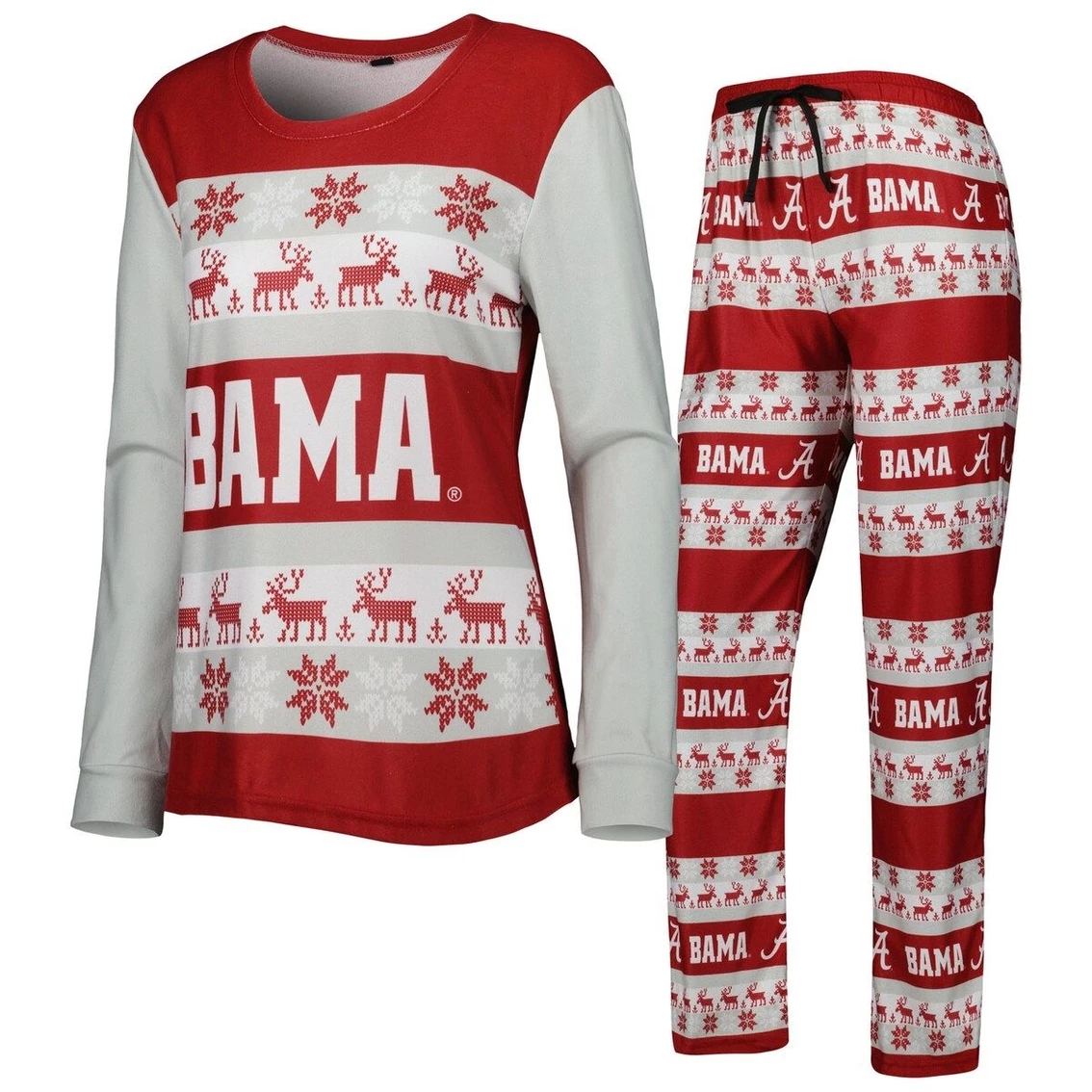 Outlet π₯ Women's FOCO Crimson Alabama Crimson Tide Ugly Long Sleeve T-Shirt & Pajama Pants Sleep Set π
