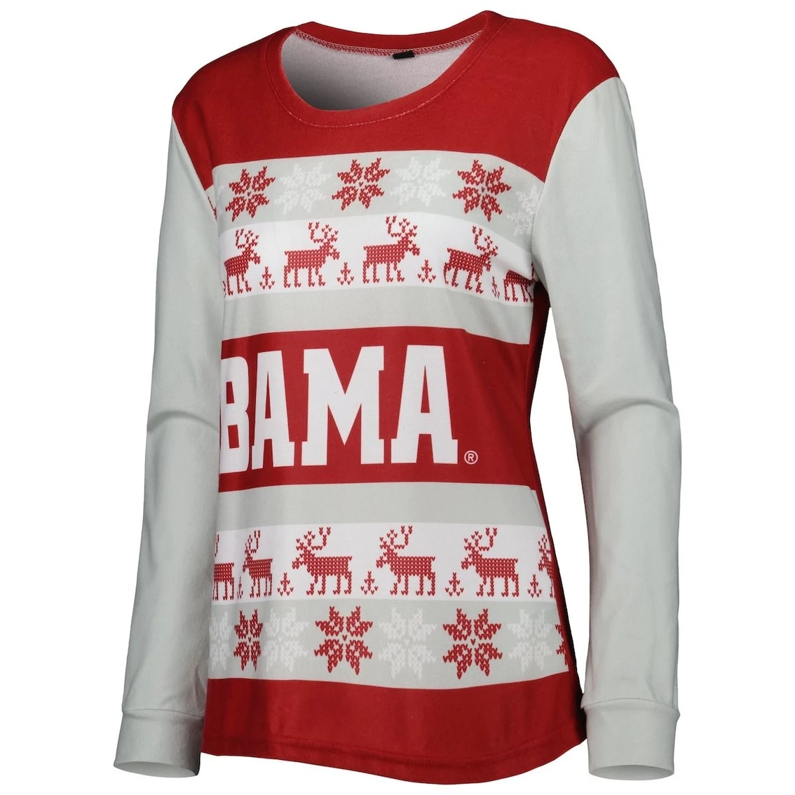 Outlet π₯ Women's FOCO Crimson Alabama Crimson Tide Ugly Long Sleeve T-Shirt & Pajama Pants Sleep Set π - Image 3