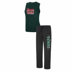Outlet β Women's Concepts Sport Heather Green/Heather Black Minnesota Wild Meter Muscle Tank Top & Pants Sleep Set β€οΈ