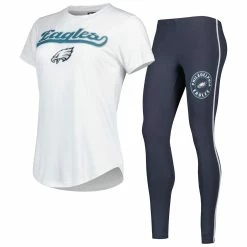 Flash Sale ⌛ Women's Concepts Sport White/Charcoal Philadelphia Eagles Sonata T-Shirt & Leggings Sleep Set 🔔