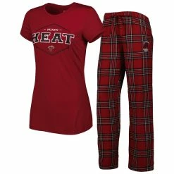 Wholesale 𧨠Women's Concepts Sport Red/Black Miami Heat Badge T-Shirt & Pajama Pants Sleep Set β€οΈ