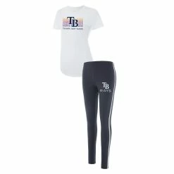 Best Pirce 🥰 Women's Concepts Sport White/Charcoal Tampa Bay Rays Sonata T-Shirt & Leggings Sleep Set ✔️