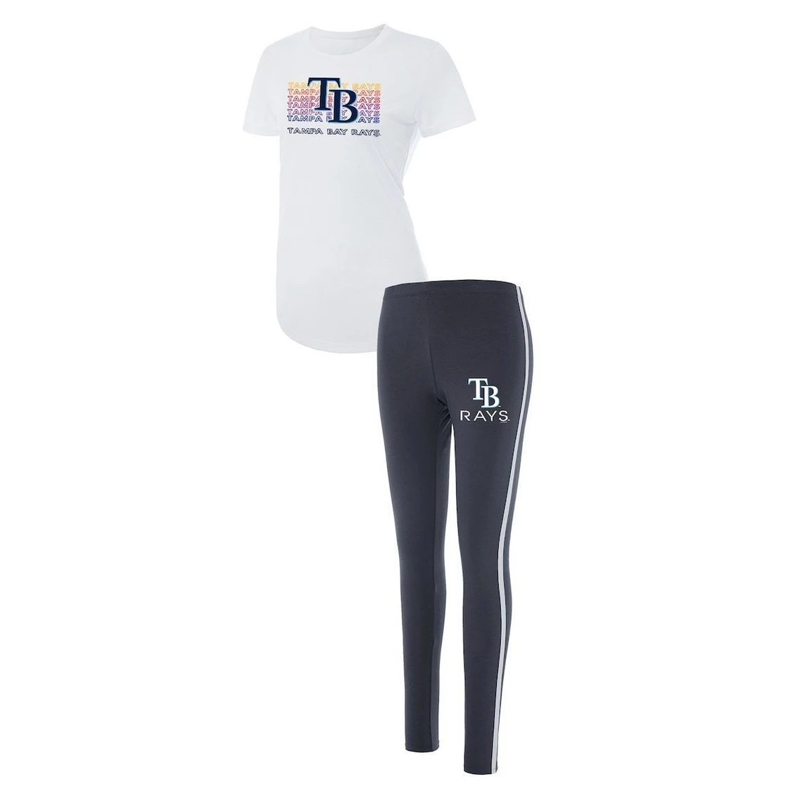 Best Pirce π₯° Women's Concepts Sport White/Charcoal Tampa Bay Rays Sonata T-Shirt & Leggings Sleep Set βοΈ