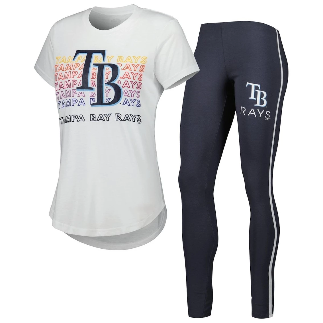 Best Pirce π₯° Women's Concepts Sport White/Charcoal Tampa Bay Rays Sonata T-Shirt & Leggings Sleep Set βοΈ - Image 2