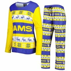 Best reviews of π Women's FOCO Royal Los Angeles Rams Holiday Ugly Pajama Set π₯°