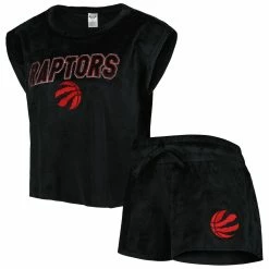 New 😀 Women's Concepts Sport Black Toronto Raptors Intermission T-Shirt & Shorts Sleep Set 🧨