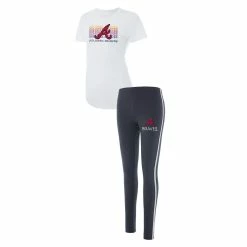 Best Sale 🔔 Women's Concepts Sport Charcoal/White Atlanta Braves Sonata T-Shirt & Leggings Sleep Set ✨