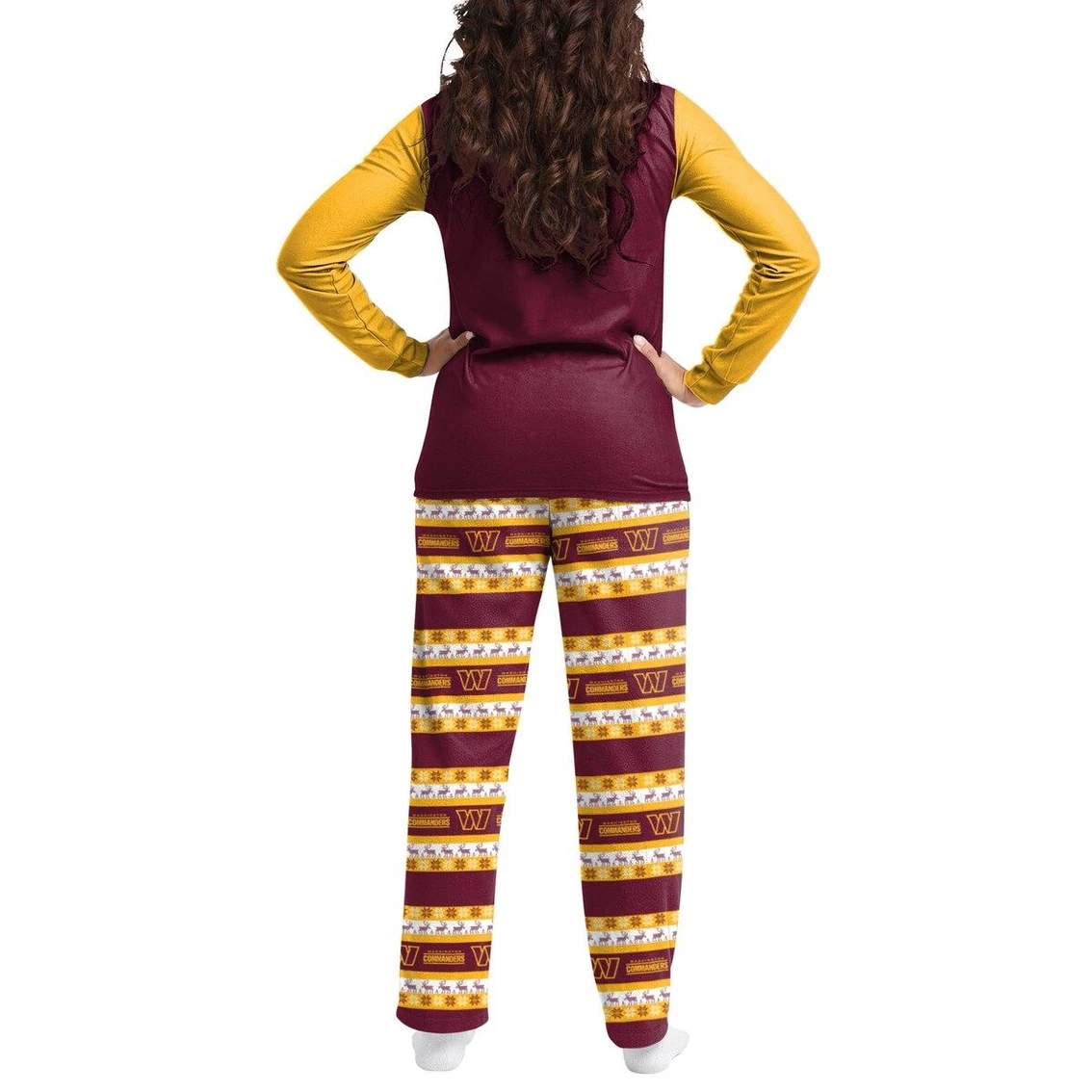 New π― Women's FOCO Burgundy Washington Commanders Holiday Ugly Pajama Set π - Image 3