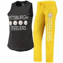 Flash Sale 👍 Women's Concepts Sport Gold/Black Pittsburgh Steelers Muscle Tank Top & Pants Sleep Set 🤩