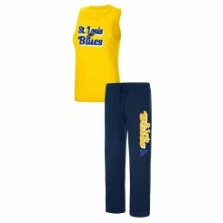 Outlet π Women's Concepts Sport Gold/Navy St. Louis Blues Meter Muscle Tank Top & Pants Sleep Set π