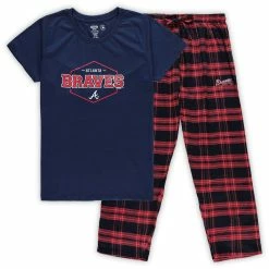 Top 10 🌟 Women's Concepts Sport Navy/Red Atlanta Braves Plus Size Badge Sleep Set 💯