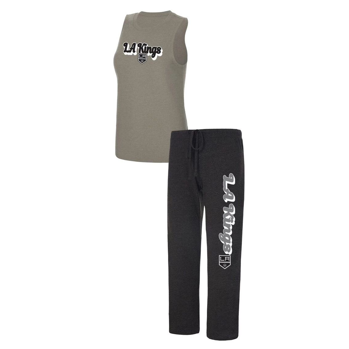 Best Sale π€© Women's Concepts Sport Gray/Black Los Angeles Kings Meter Muscle Tank Top & Pants Sleep Set π₯ - Image 2
