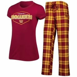 Top 10 👍 Women's Concepts Sport Burgundy/Gold Washington Commanders Badge T-Shirt & Pants Sleep Set 🛒