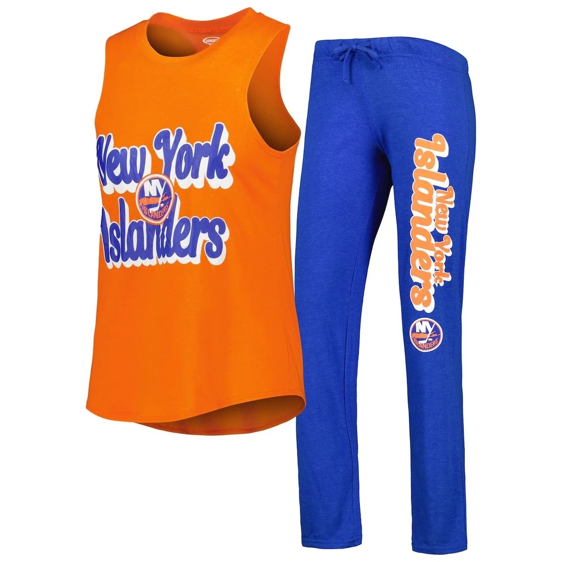 Budget π Women's Concepts Sport Heather Orange/Heather Royal New York Islanders Meter Muscle Tank Top & Pants Sleep Set π - Image 2