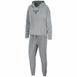 Best Sale 🤩 Women's WEAR By Erin Andrews Heather Gray Seattle Kraken Logo Pullover Hoodie & Pants Sleep Set 💯
