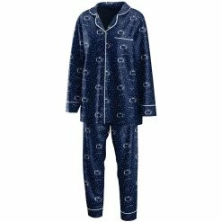 Discount βοΈ Women's WEAR By Erin Andrews Navy Penn State Nittany Lions Long Sleeve Button-Up π Shirt & Pants Sleep Set π§¨