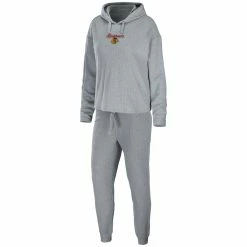 Coupon ✔️ Women's WEAR By Erin Andrews Heather Gray Chicago Blackhawks Logo Pullover Hoodie & Pants Sleep Set 😍